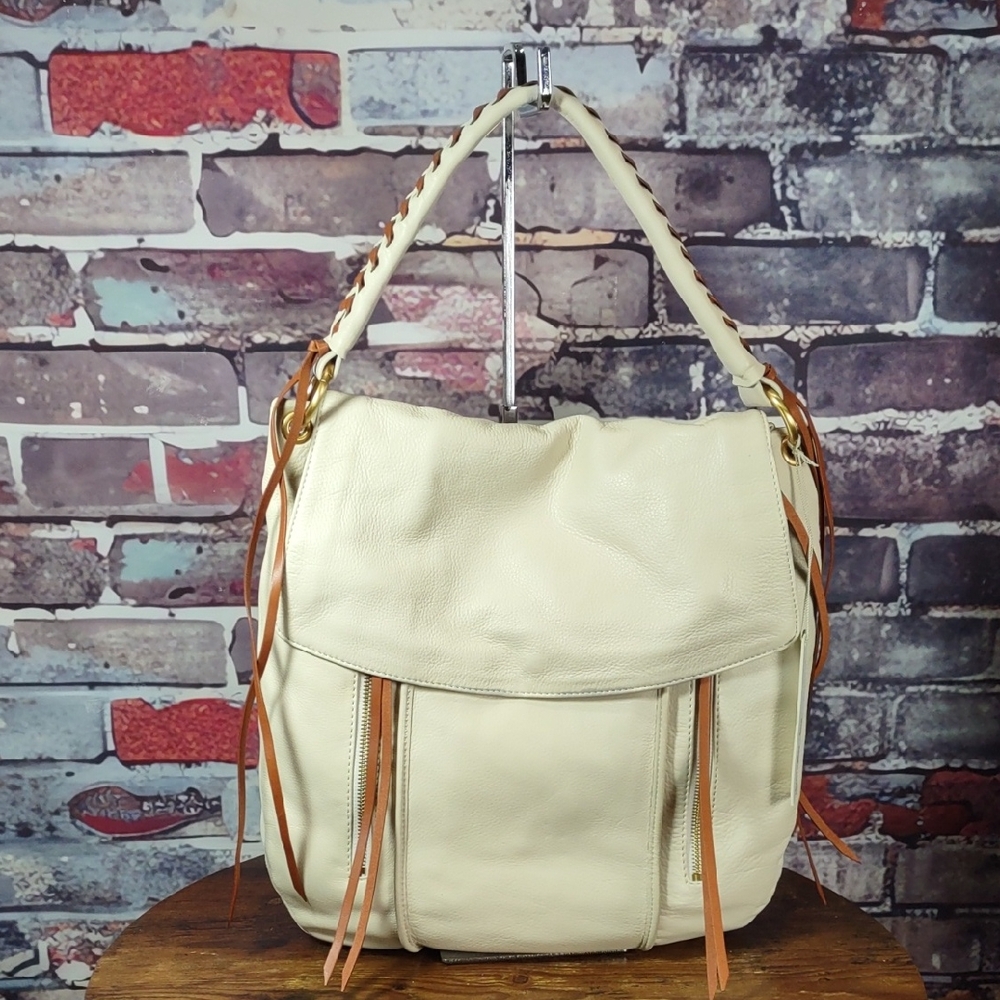 Christopher Kon Ivory Pebbled Leather Hobo Bag